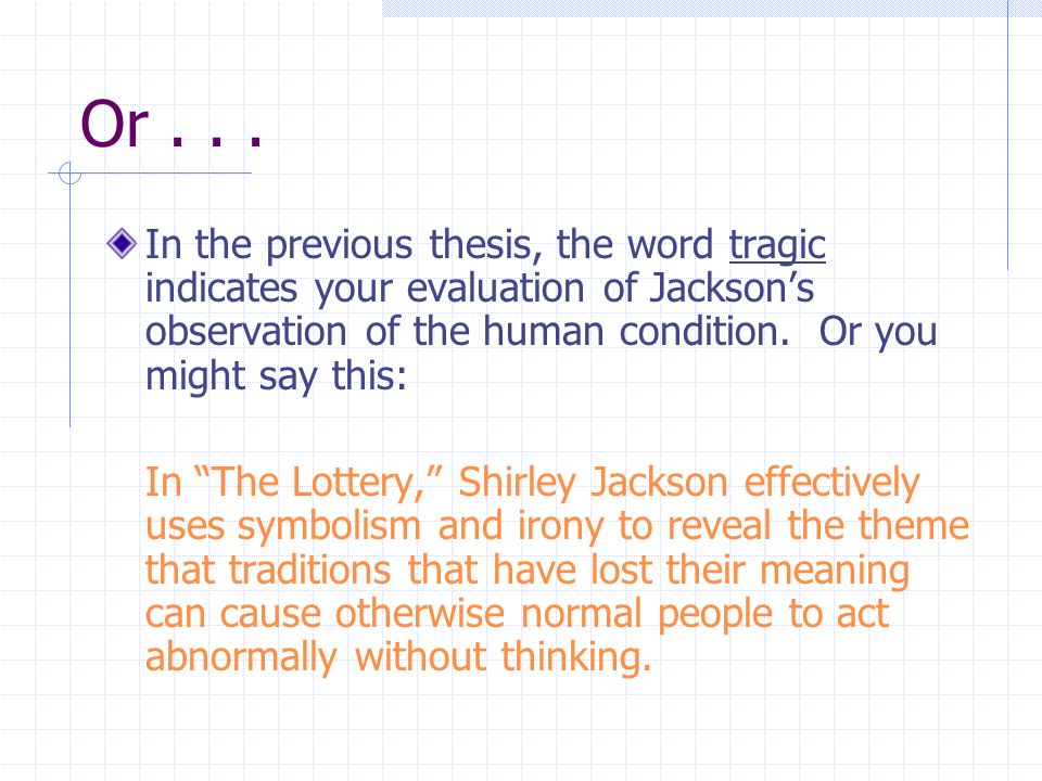 thesis the lottery shirley jackson