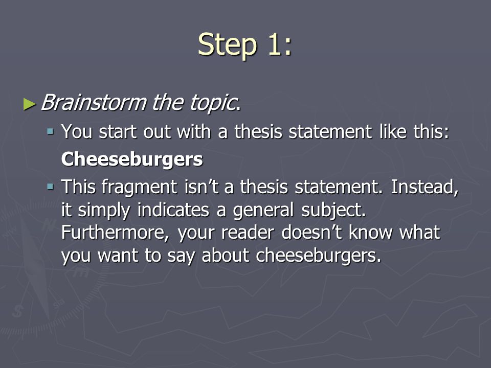 Step 1: ► Brainstorm the topic.