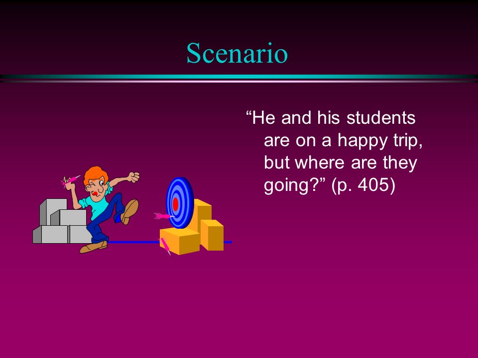 Scenario He and his students are on a happy trip, but where are they going (p. 405)