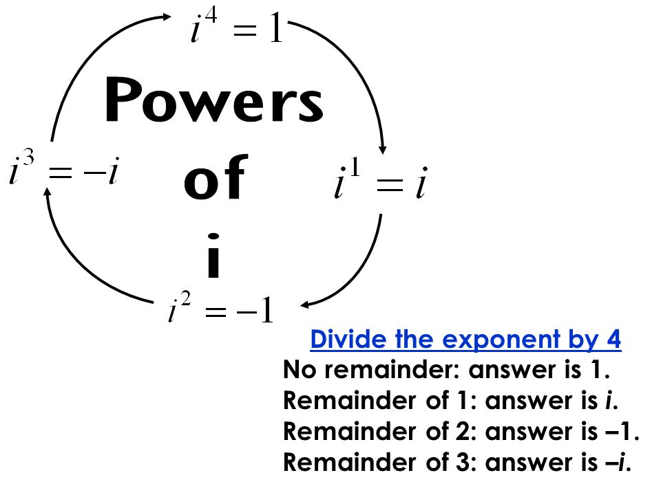 Divide the exponent by 4 No remainder: answer is 1.