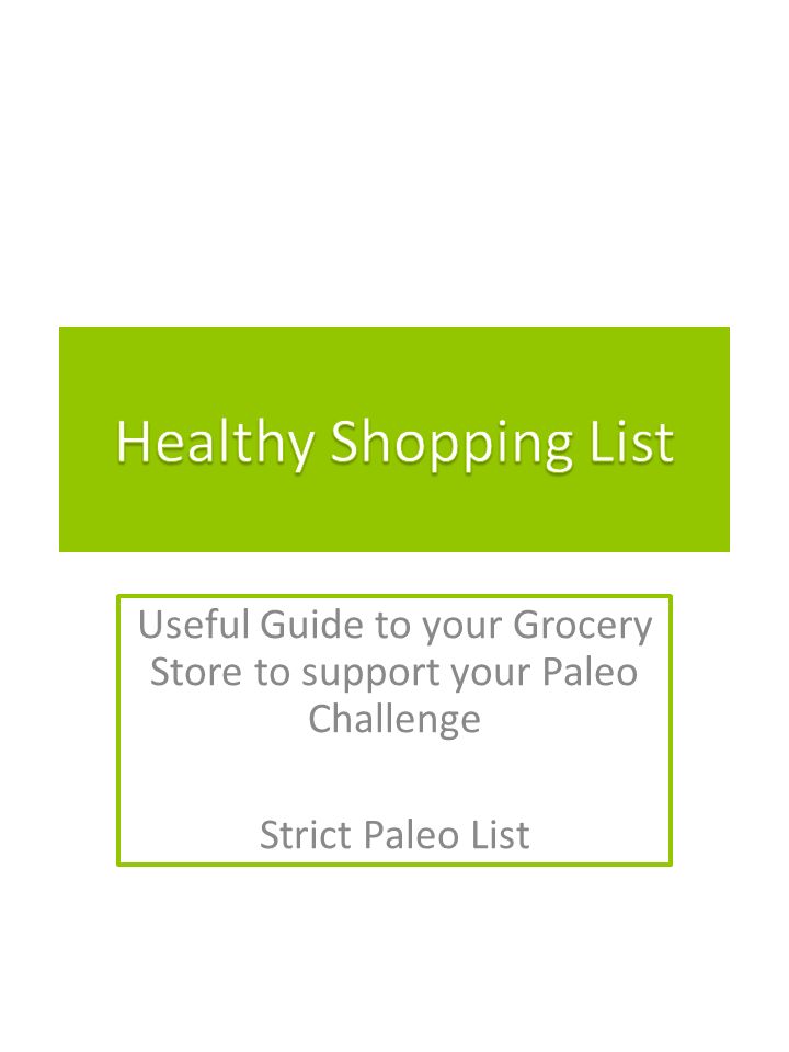 Useful Guide to your Grocery Store to support your Paleo Challenge Strict Paleo List