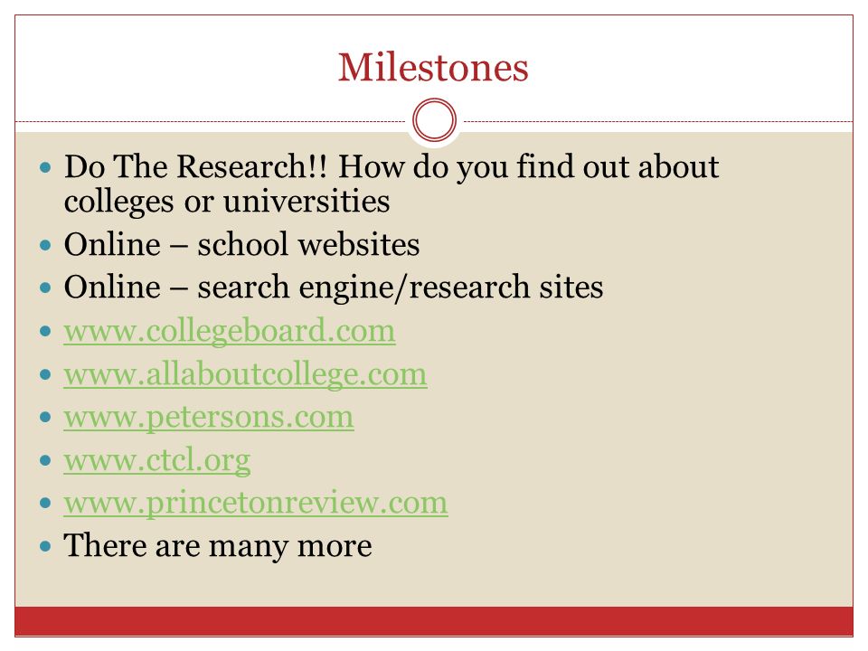 Milestones Do The Research!.