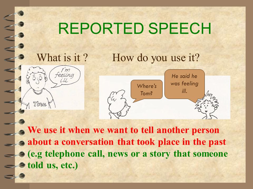 REPORTED SPEECH What is it . How do you use it.