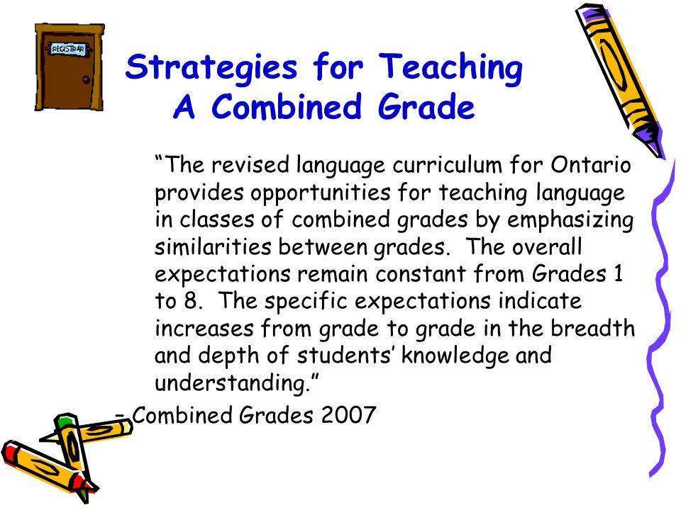 Strategies for Teaching A Combined Grade PLANNING INSTRUCTION