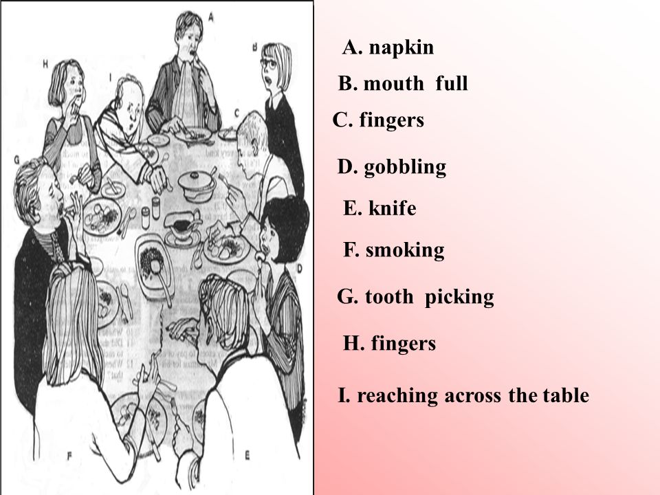 There are 9 bad manners in it. How many can you find