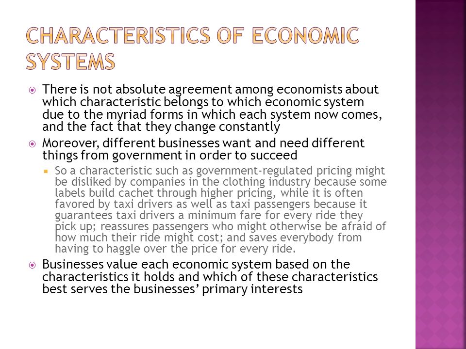 Characterize differing economic systems in a diverse range of countries ...