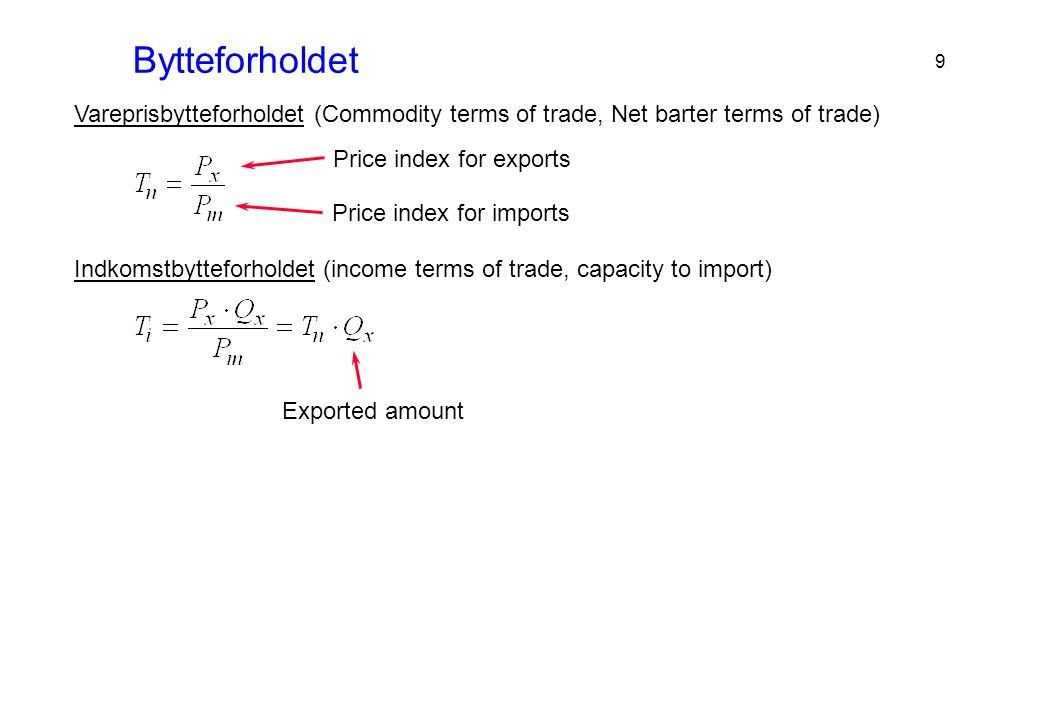 commodity terms of trade and income terms of trade