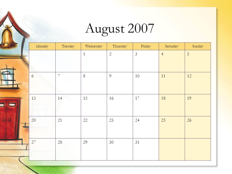school year calendar you can print this template to use it as a wall 2007 calendar august