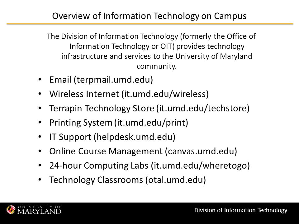 Division Of Information Technology It Support Resources And Retail