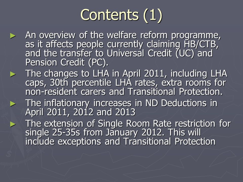 Welfare Reform Clive Buckman Lbth Benefits Contents 1