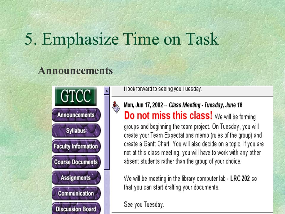 5. Emphasize Time on Task Announcements