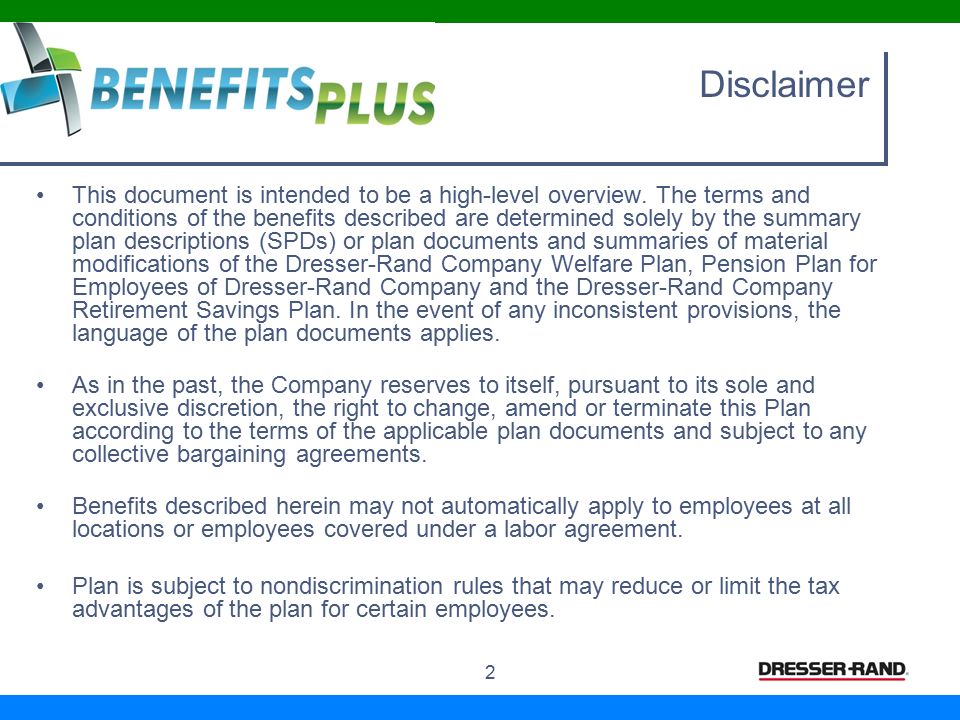 2012 Benefits 2 This Document Is Intended To Be A High Level