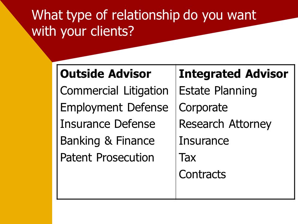 What type of relationship do you want with your clients.