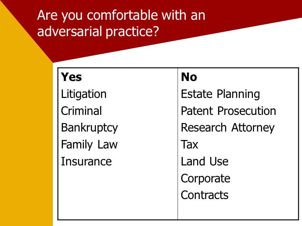 Are you comfortable with an adversarial practice.