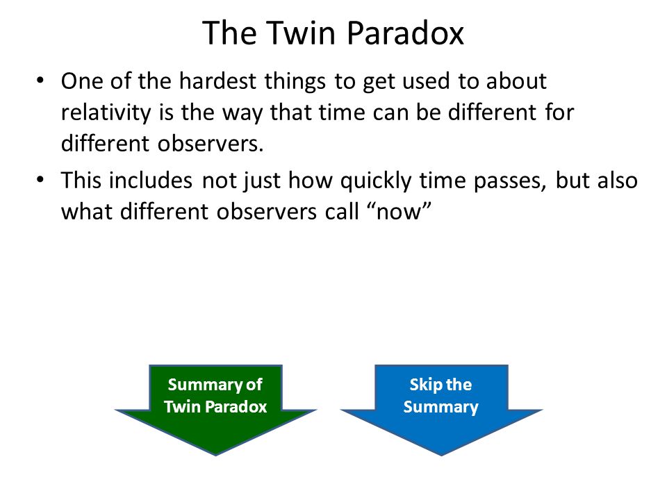 The Twin Paradox. A quick note to the 'reader' This is intended as 