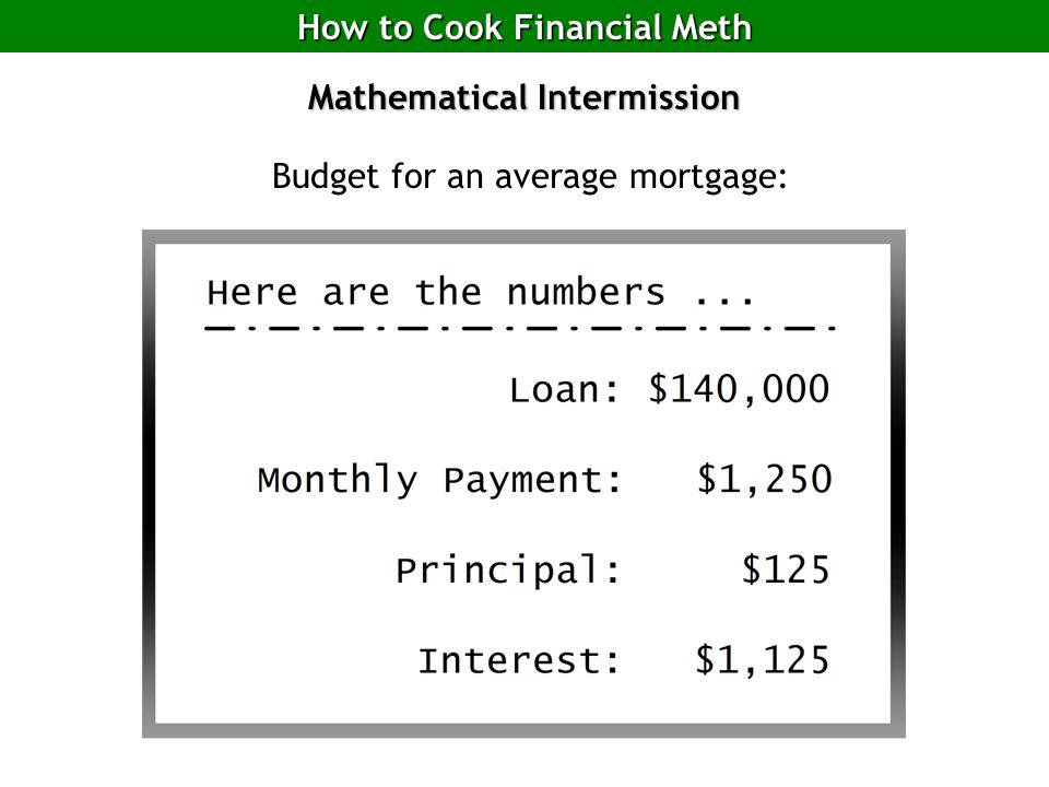 How to Cook Financial Meth Mathematical Intermission Budget for an average mortgage:
