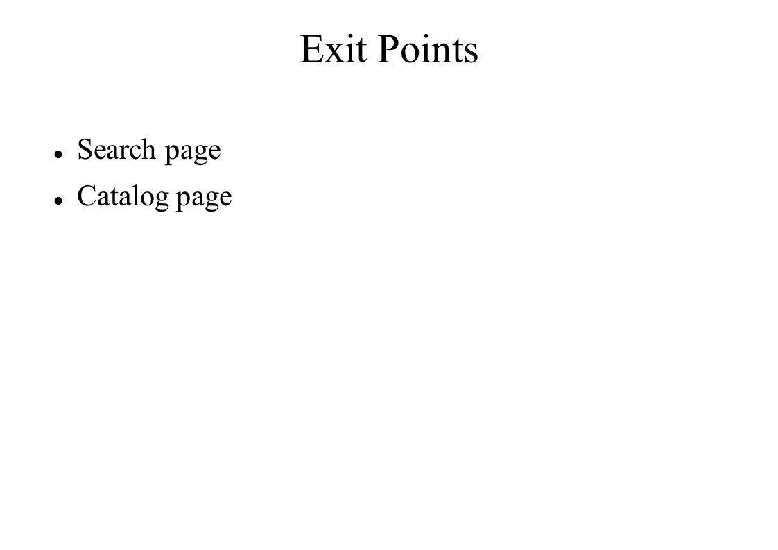 Exit Points Search page Catalog page