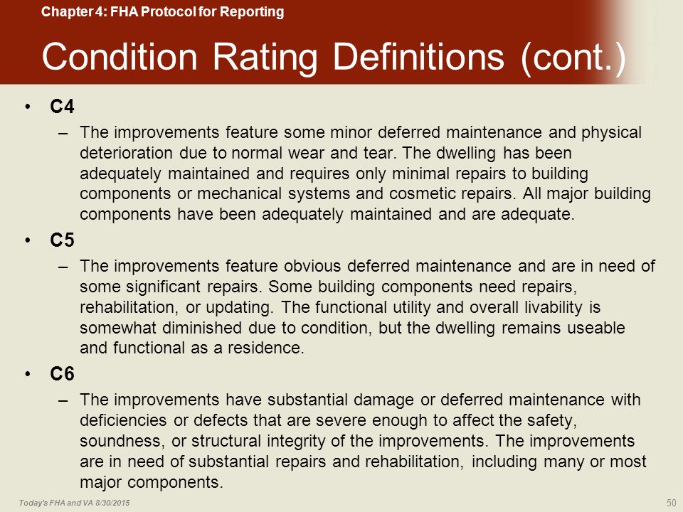 Fha Protocol For Reporting Data A One Unit Dwelling Chapter Ppt 50 Condition