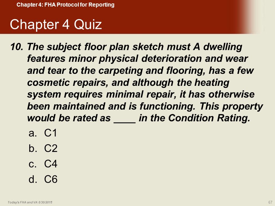 Fha Protocol For Reporting Data A One Unit Dwelling Chapter Ppt 67 Chapter