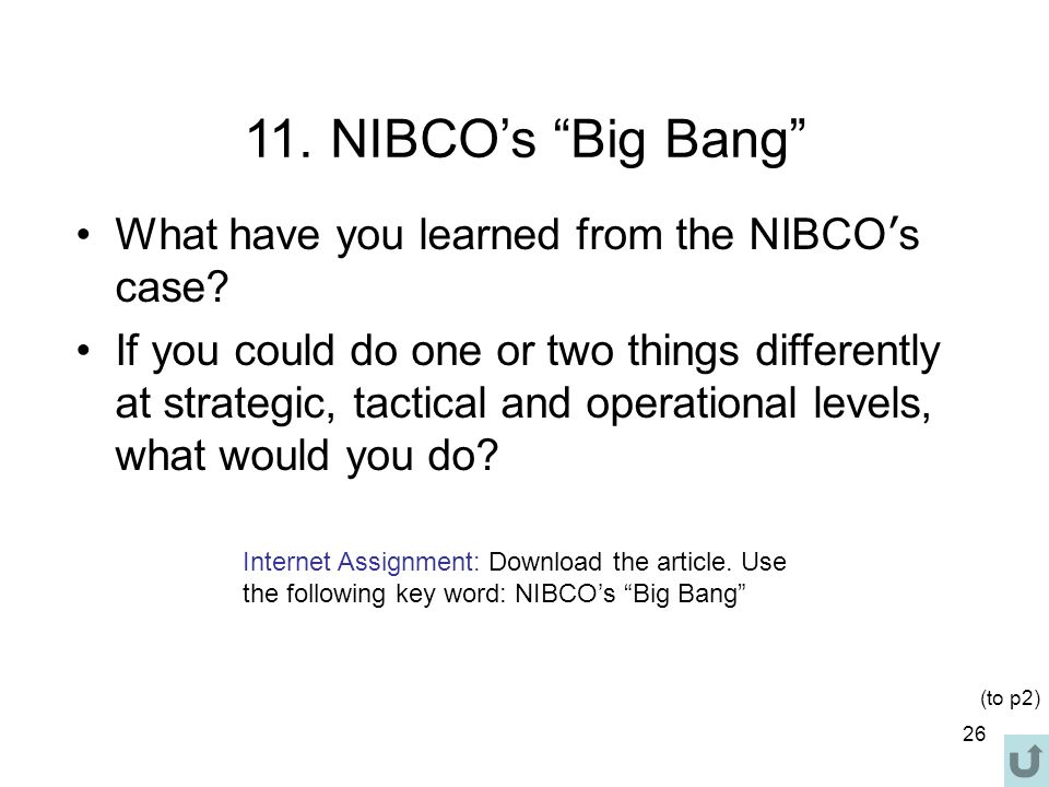 NIBCO’s Big Bang What have you learned from the NIBCO ’ s case.
