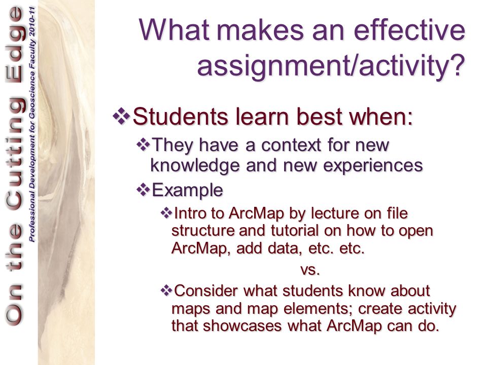 What makes an effective assignment/activity.