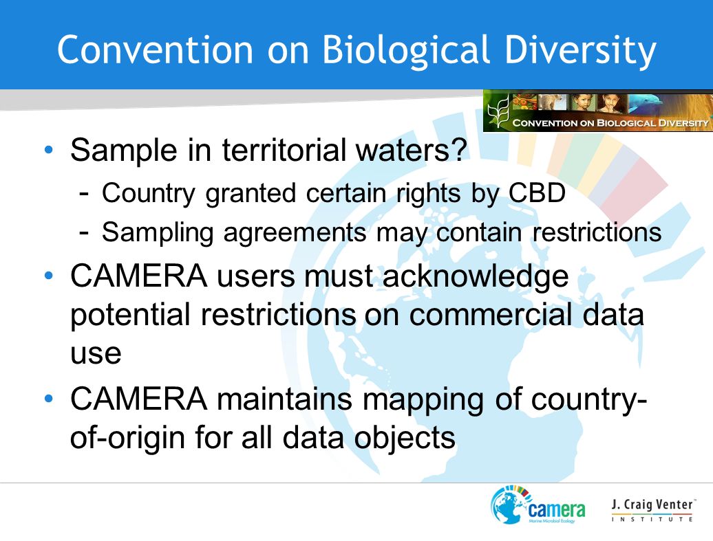 Convention on Biological Diversity Sample in territorial waters.