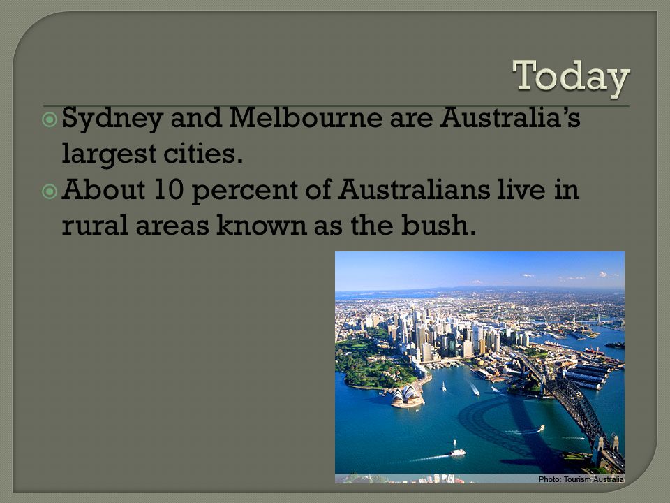  Sydney and Melbourne are Australia’s largest cities.