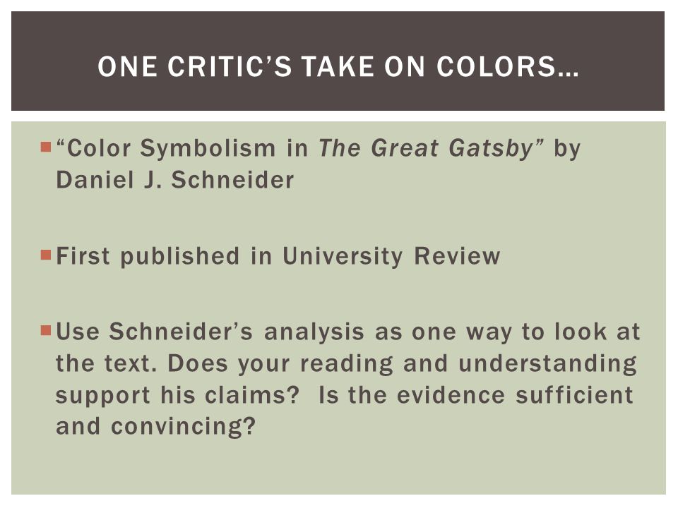  Color Symbolism in The Great Gatsby by Daniel J.