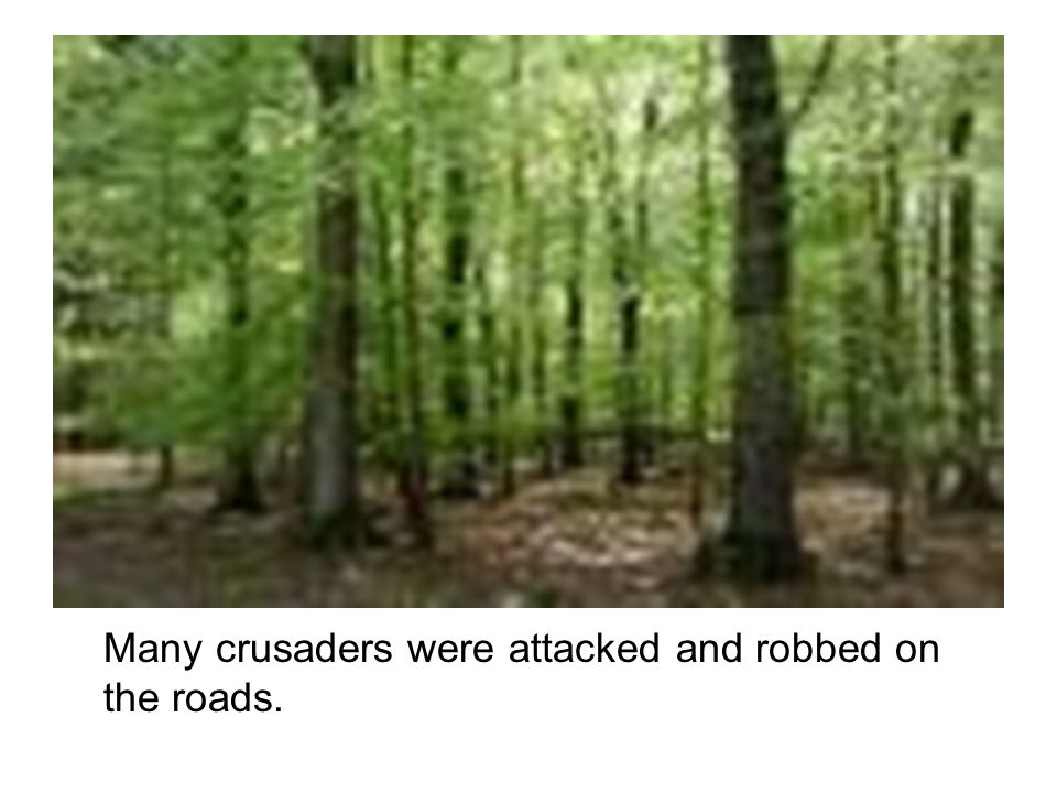 Many crusaders were attacked and robbed on the roads.