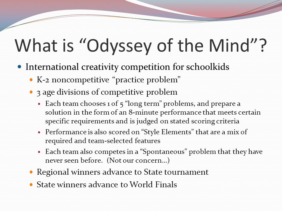 Odyssey of the Mind Long Term and Style Judge Training. - ppt download