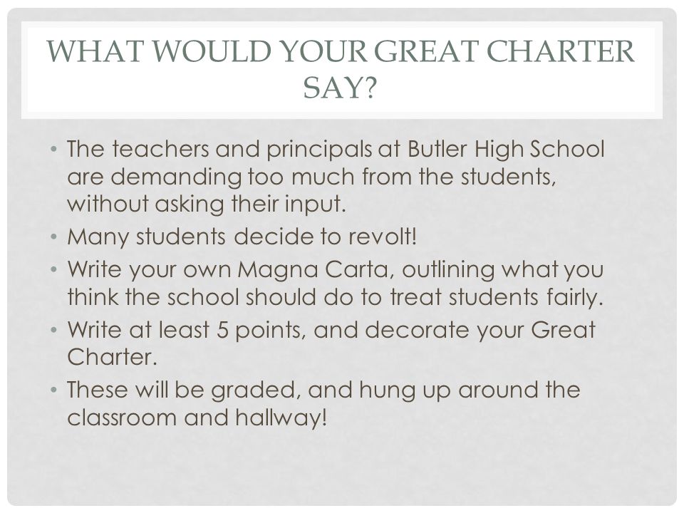 WHAT WOULD YOUR GREAT CHARTER SAY.