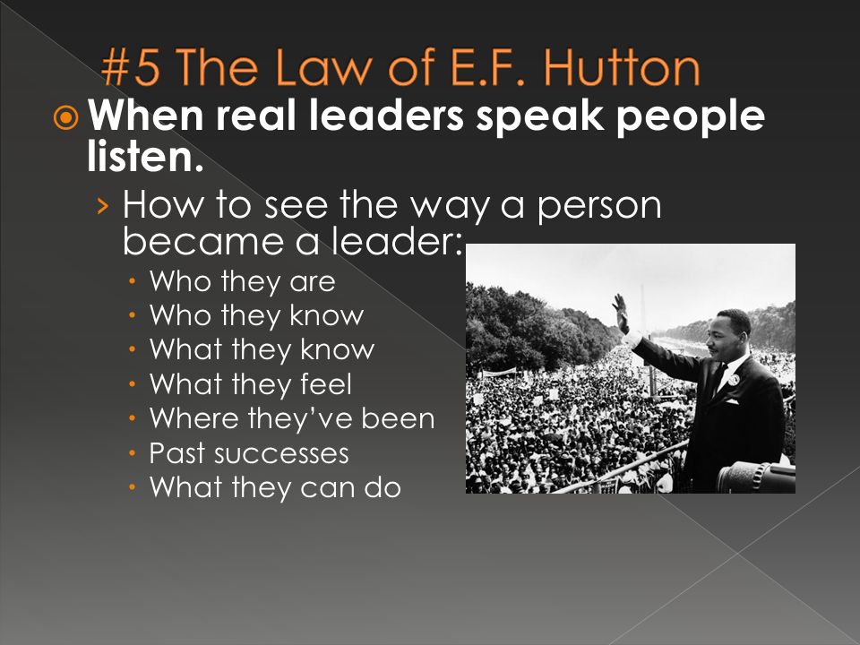  When real leaders speak people listen.