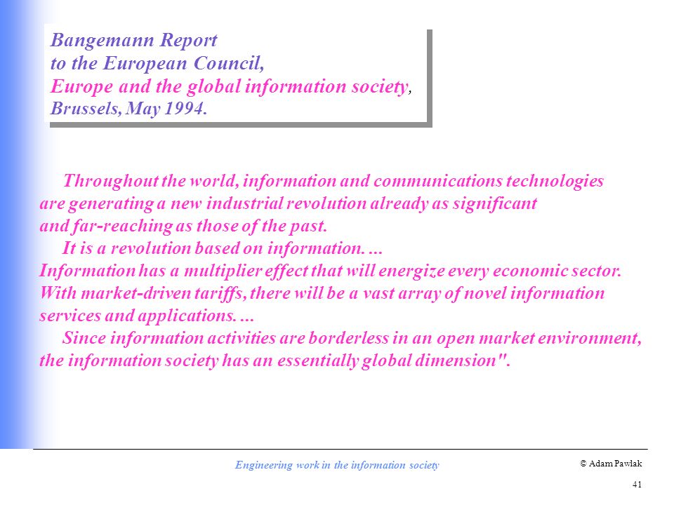 bangemann report 1994