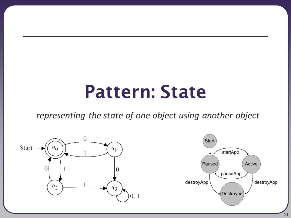 11 Pattern: State representing the state of one object using another object