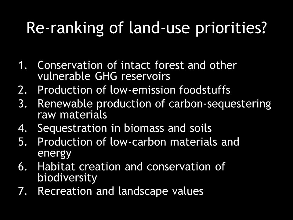 Re-ranking of land-use priorities.