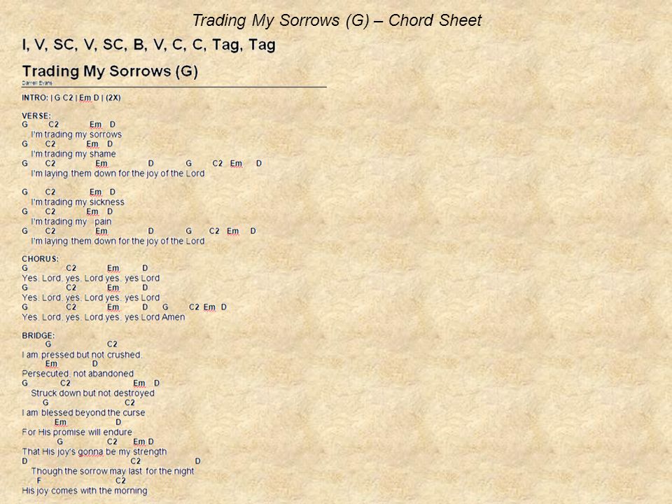 Trading My Sorrows (G) – Chord Sheet