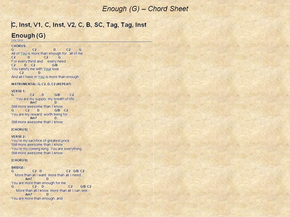 Enough (G) – Chord Sheet