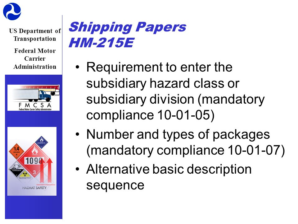 US Department of Transportation Federal Motor Carrier