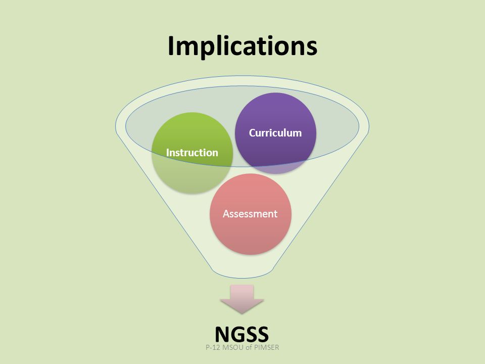 Implications NGSS AssessmentInstructionCurriculum P-12 MSOU of PIMSER