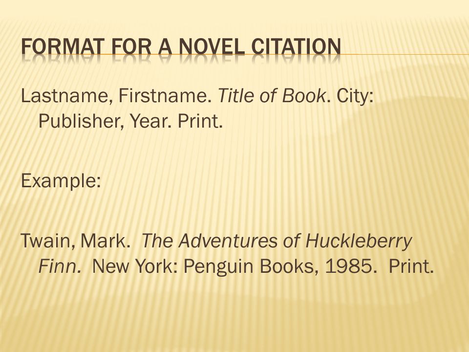 Lastname, Firstname. Title of Book. City: Publisher, Year.