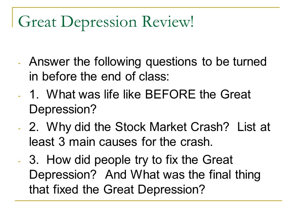 Great Depression Review.