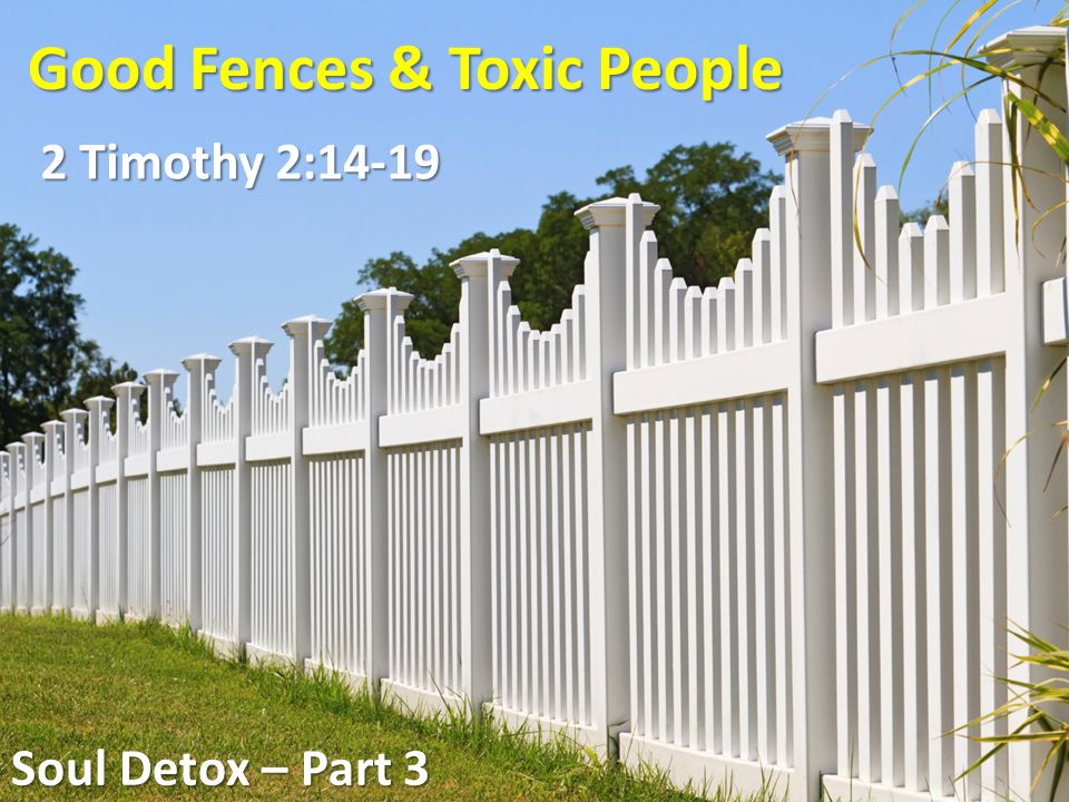 Good Fences & Toxic People 2 Timothy 2:14-19 Soul Detox – Part 3