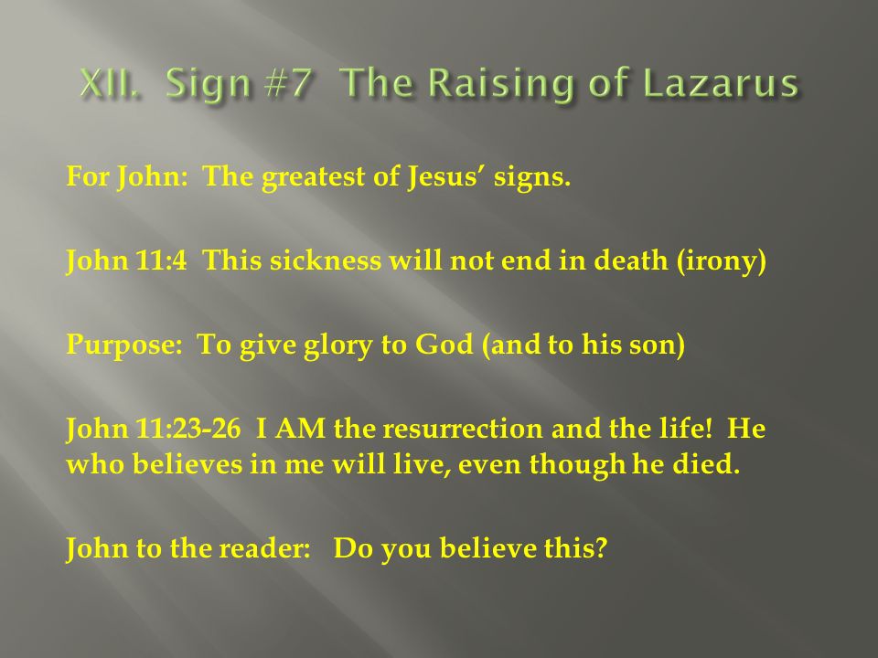 For John: The greatest of Jesus’ signs.