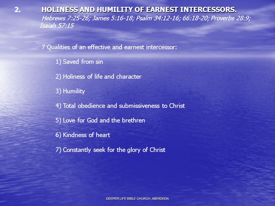HOLINESS AND HUMILITY OF EARNEST INTERCESSORS. 2.