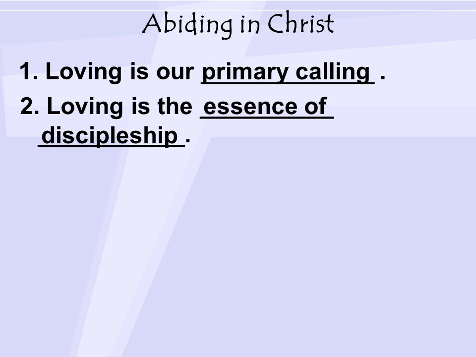 Abiding in Christ 1. Loving is our _____________.