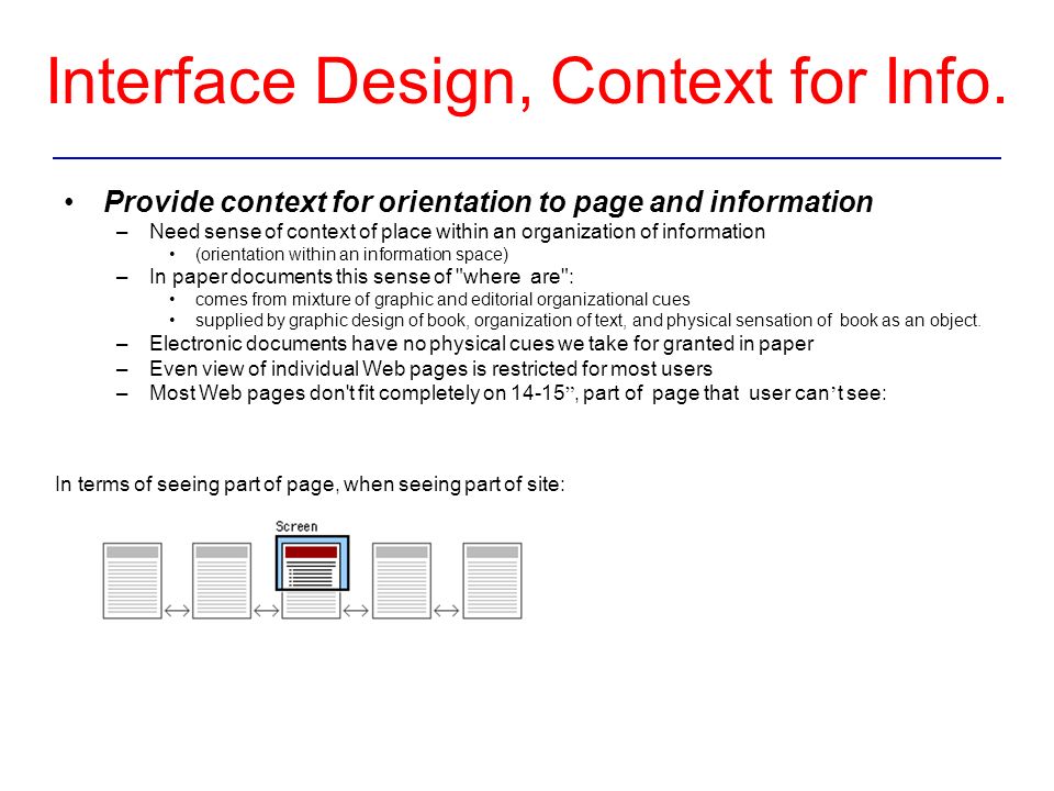 Interface Design, Context for Info.