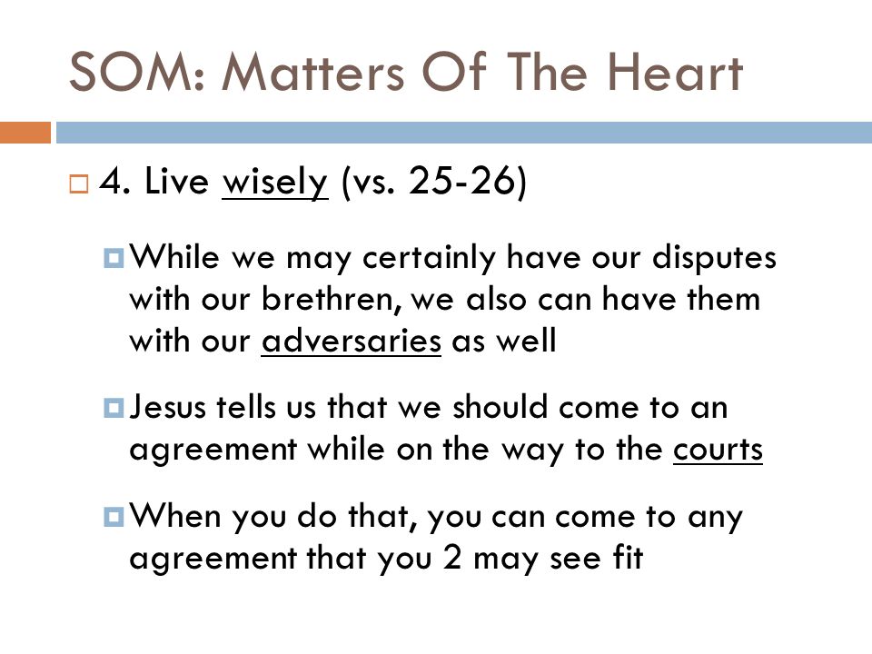 SOM: Matters Of The Heart  4. Live wisely (vs.