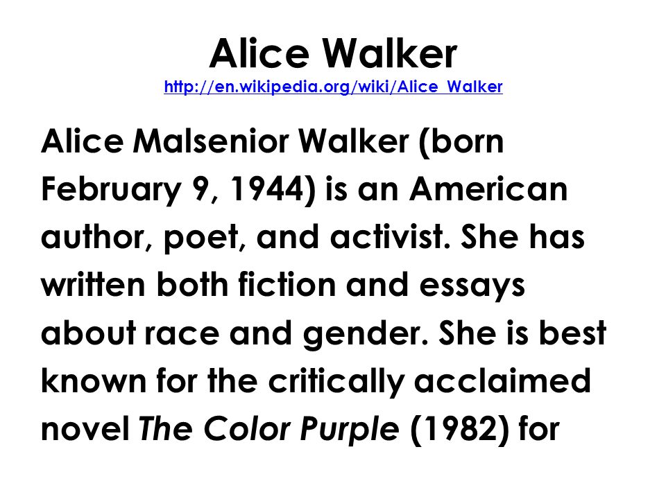 English 11 Literature #25 Mr. Rinka Alice Walker Sandra Cisneros. - ppt  download