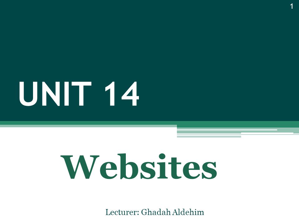 UNIT 14 Lecturer: Ghadah Aldehim 1 Websites