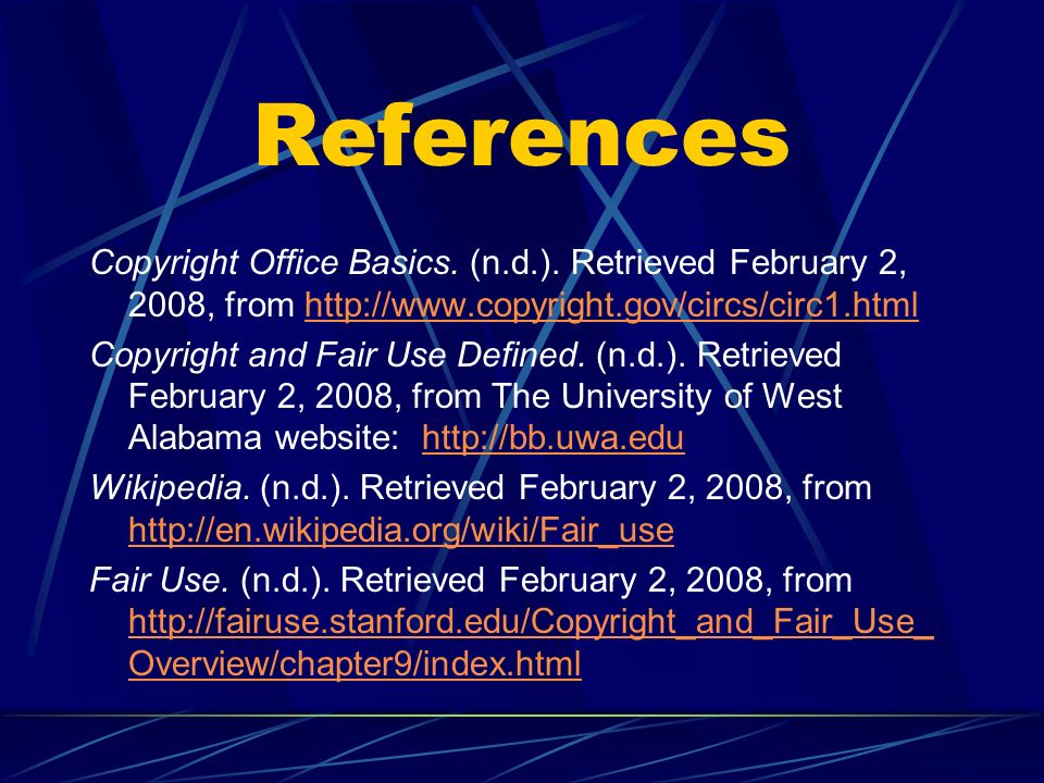 References Copyright Office Basics. (n.d.).